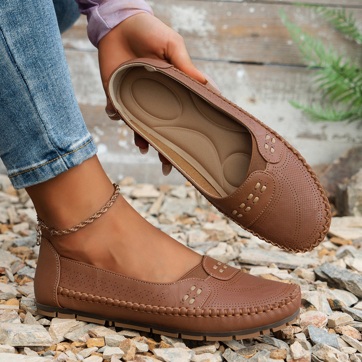 Avelin Lyon | Mocassins femme à découpes ajourées