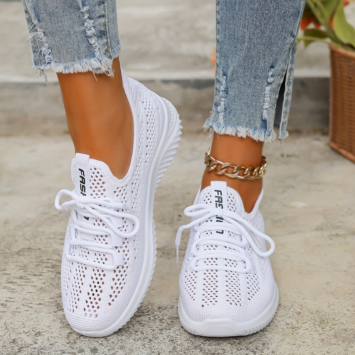 Avelin Lyon | Baskets femme blanches à semelle épaisse