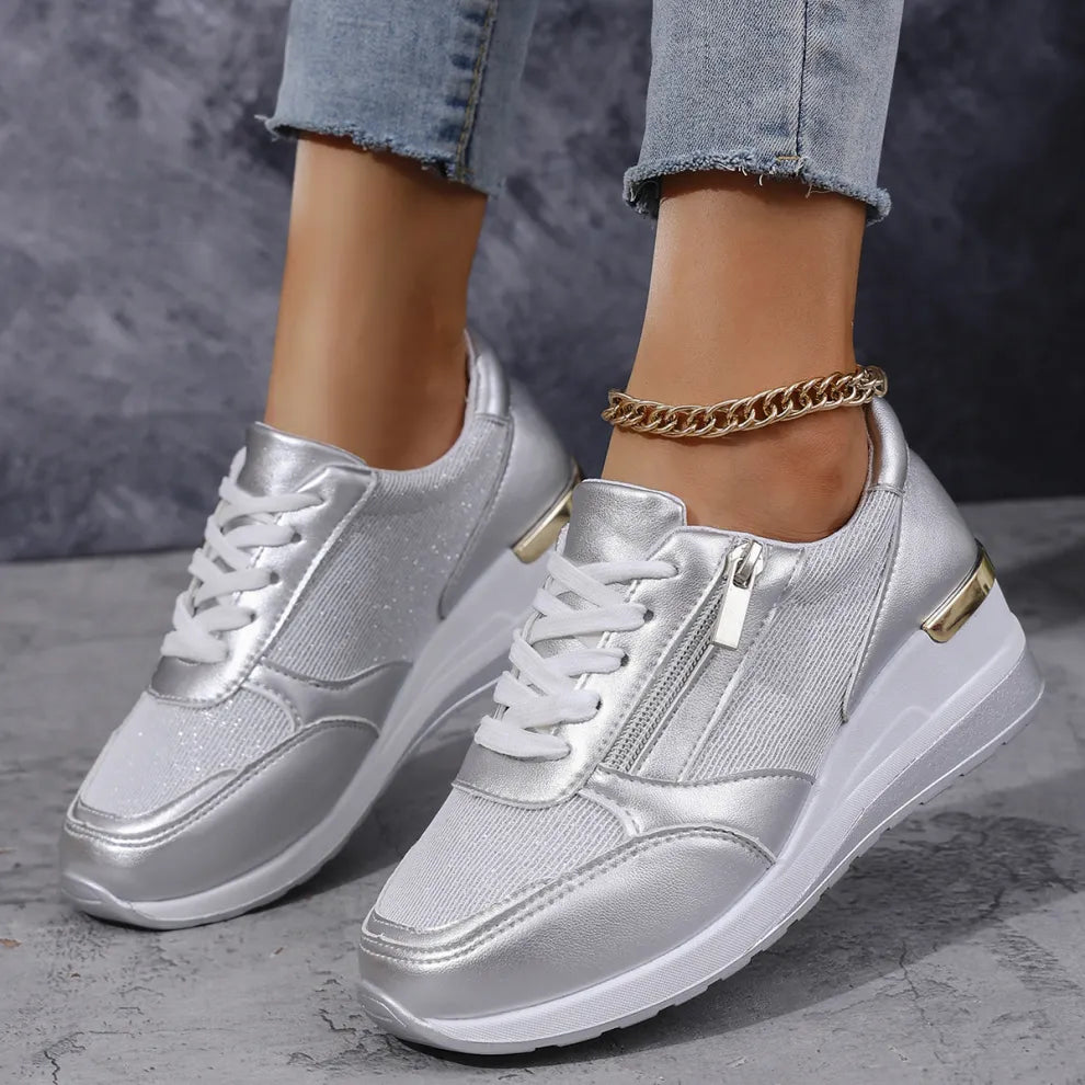 Baskets Femme Confort Zip Latéral Semelle Amortissante Moderne