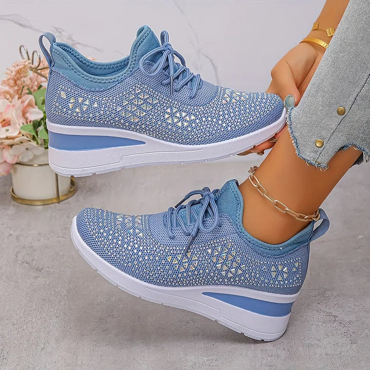 Avelin Lyon | Baskets femme à semelle compensée et strass