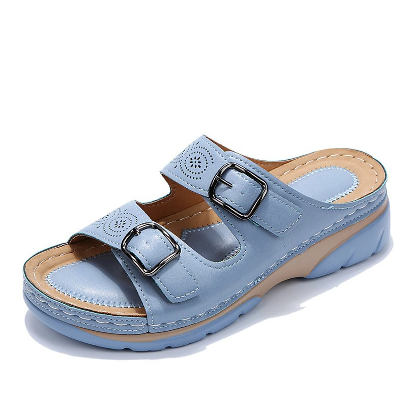 Sandales femme confort à double bride réglable et semelle ergonomique