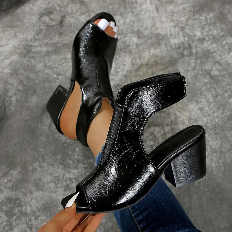 Avelin Lyon | Sandales compensées femme noires à enfiler