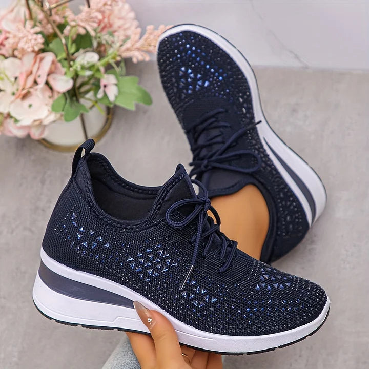 Avelin Lyon | Baskets femme à semelle compensée et strass