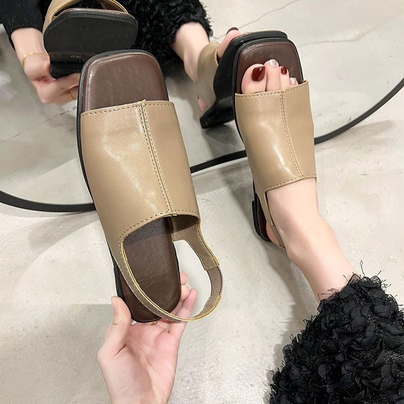 Sandales Femme Ouvertes Élégantes à Talon Bas Confortable