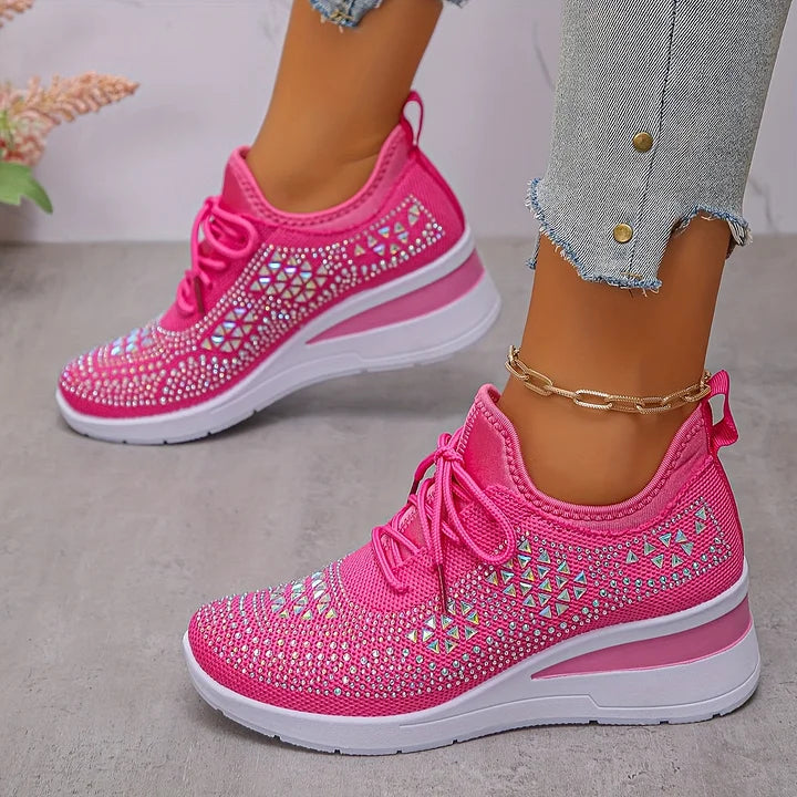 Avelin Lyon | Baskets femme à semelle compensée et strass