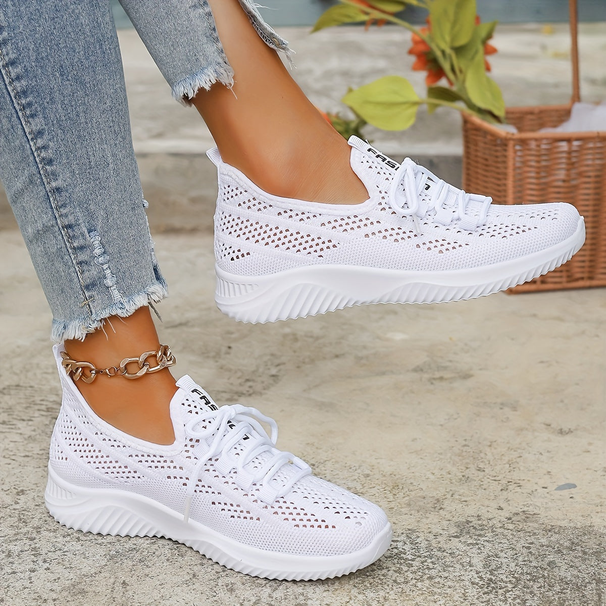 Baskets femme respirantes à semelle amortissante légère