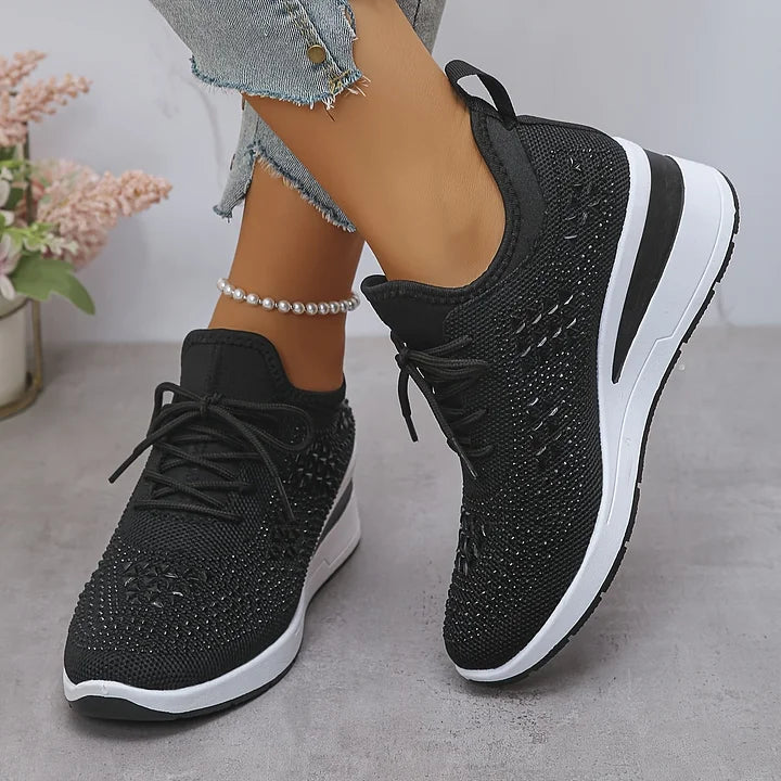 Avelin Lyon | Baskets femme à semelle compensée et strass