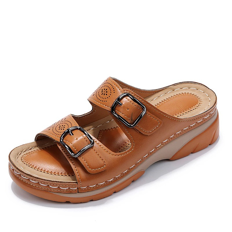 Sandales femme confort à double bride réglable et semelle ergonomique