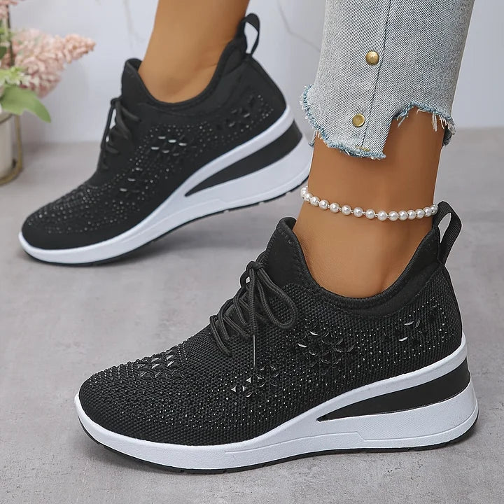 Avelin Lyon | Baskets femme à semelle compensée et strass