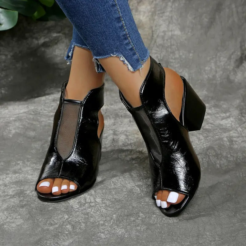 Avelin Lyon | Sandales compensées femme noires à enfiler