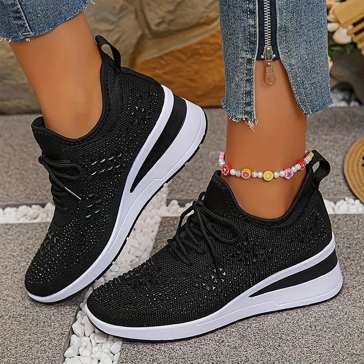 Avelin Lyon | Baskets femme à semelle compensée et strass