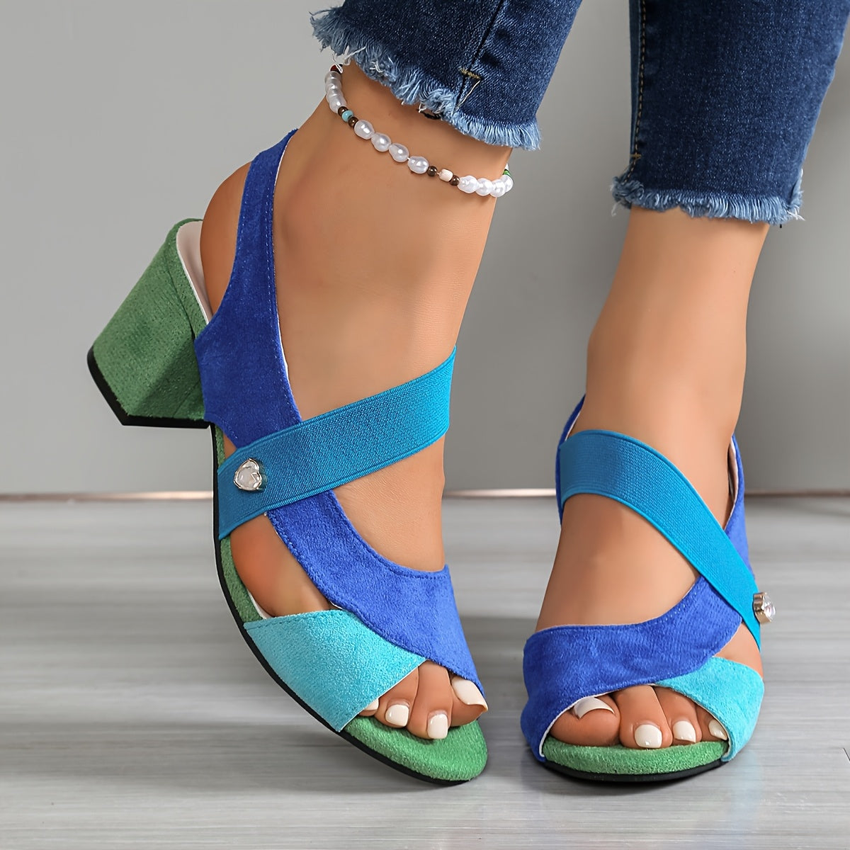 Sandales Femme Orthopédiques à Talon Bloc et Brides Croisées