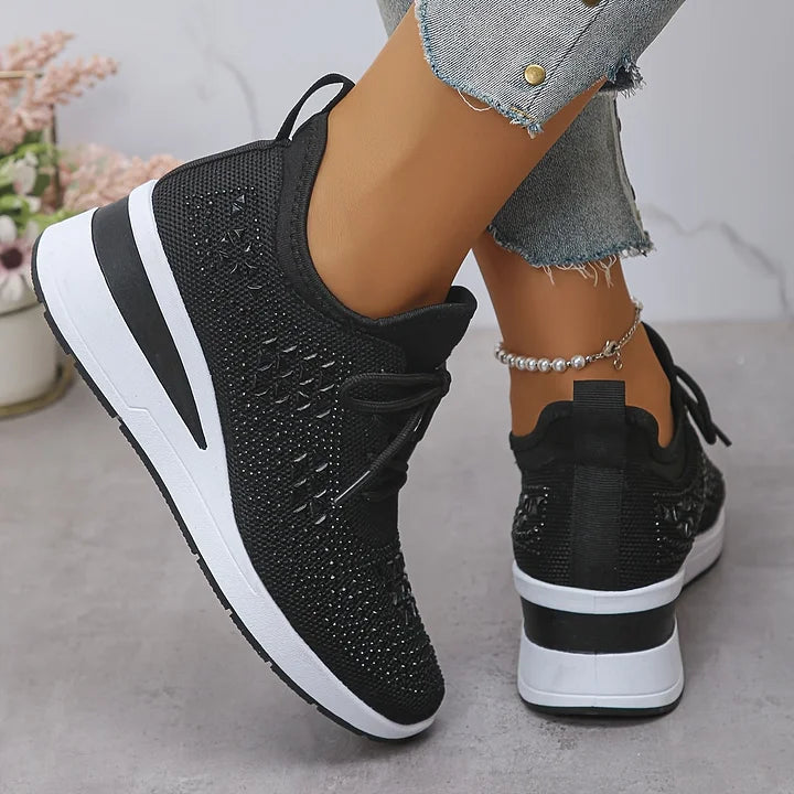 Avelin Lyon | Baskets femme à semelle compensée et strass