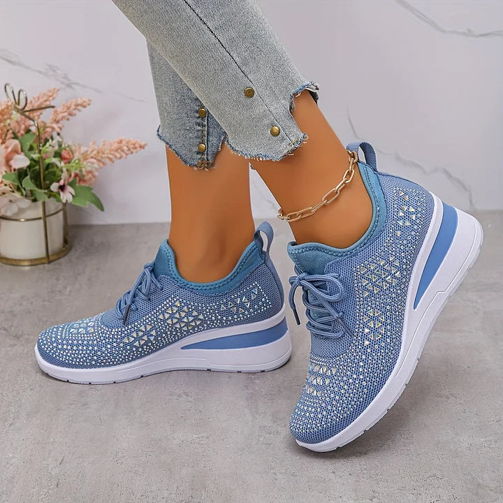 Avelin Lyon | Baskets femme à semelle compensée et strass
