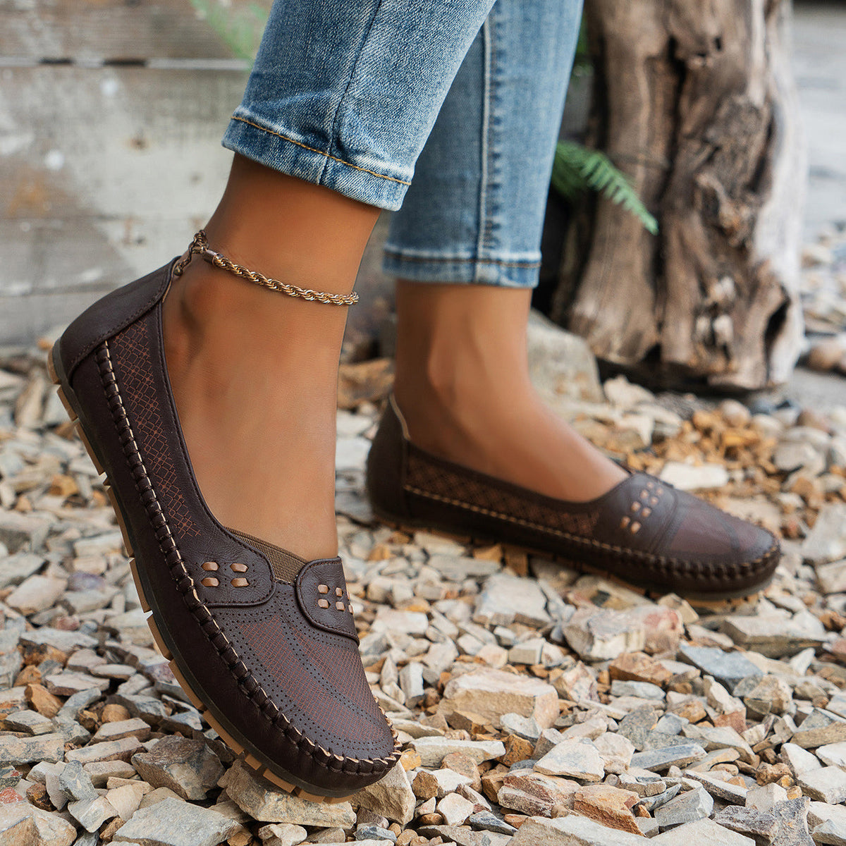 Avelin Lyon | Mocassins femme à découpes ajourées