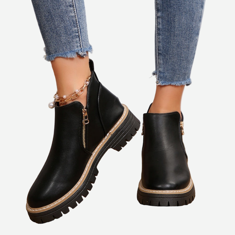 Avelin Lyon | Bottines femme noires à semelle plateforme
