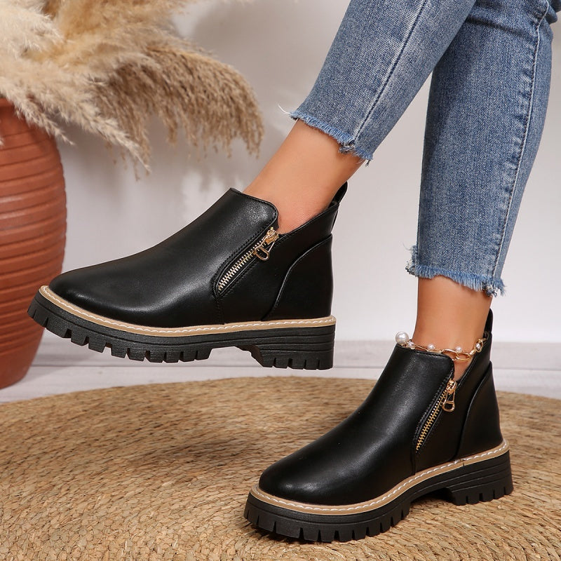 Avelin Lyon | Bottines femme noires à semelle plateforme