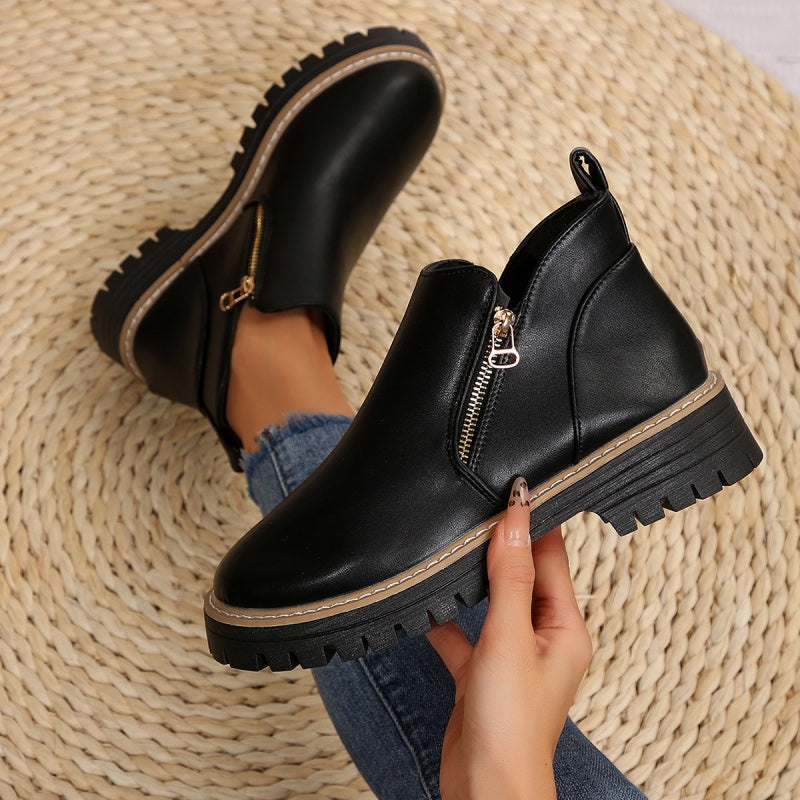 Avelin Lyon | Bottines femme noires à semelle plateforme