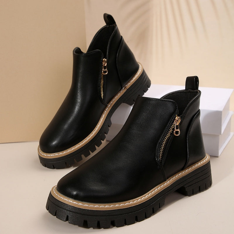 Avelin Lyon | Bottines femme noires à semelle plateforme