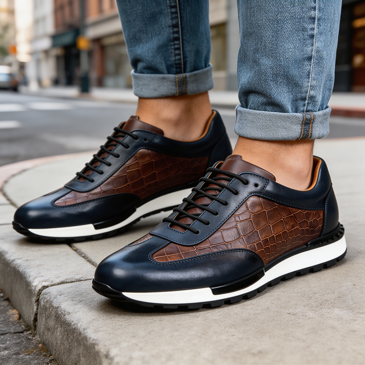 Avelin Lyon | Baskets homme à empiècements en relief