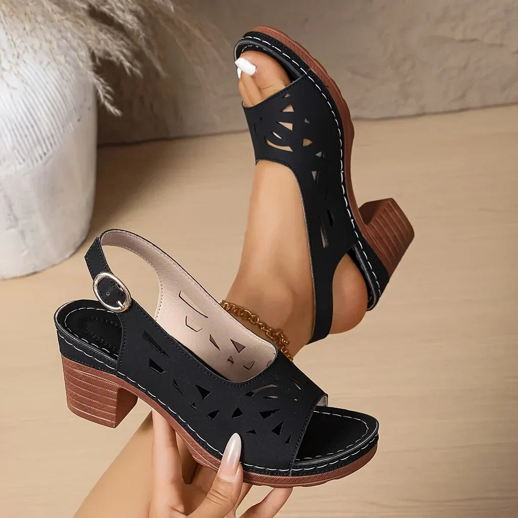 Sandales Femme Élégantes avec Talon Bloc Confortable et Design Ouvert
