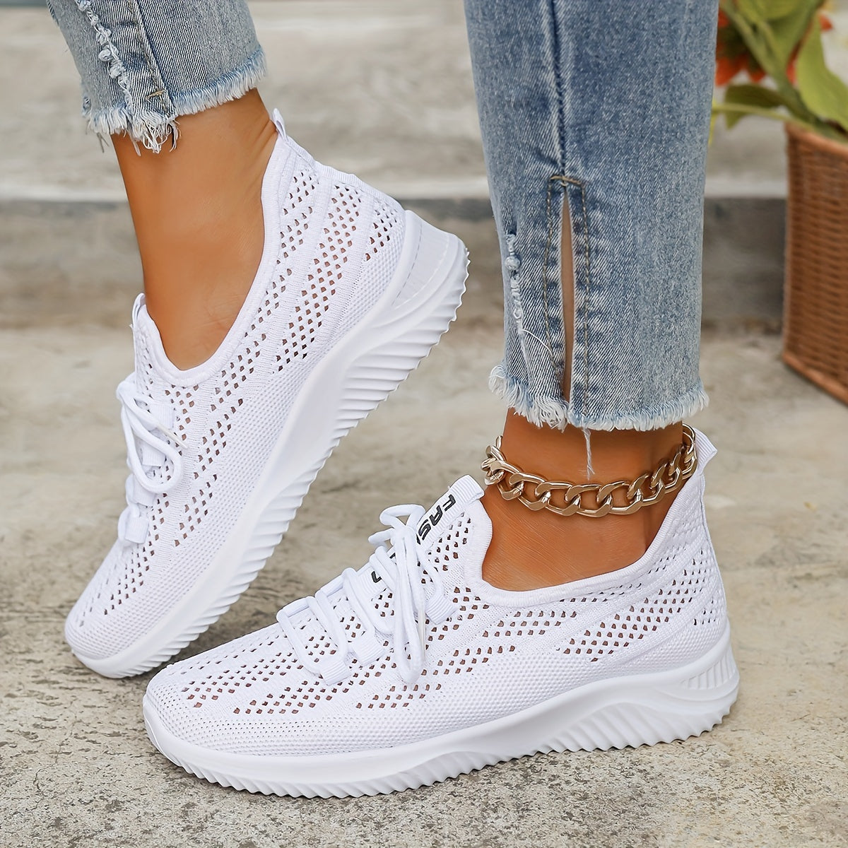 Avelin Lyon | Baskets femme blanches à semelle épaisse