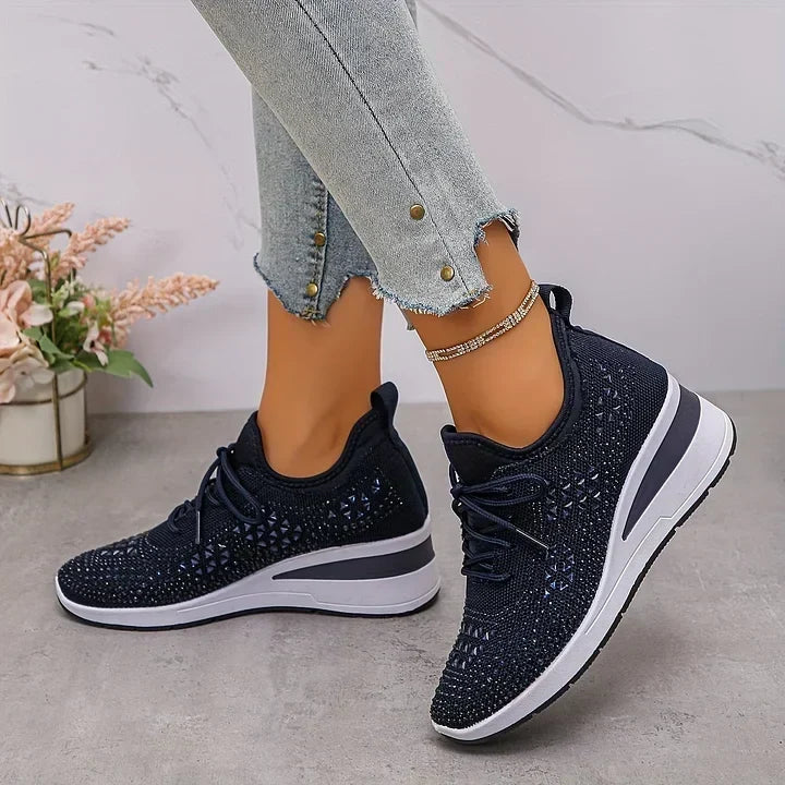 Avelin Lyon | Baskets femme à semelle compensée et strass