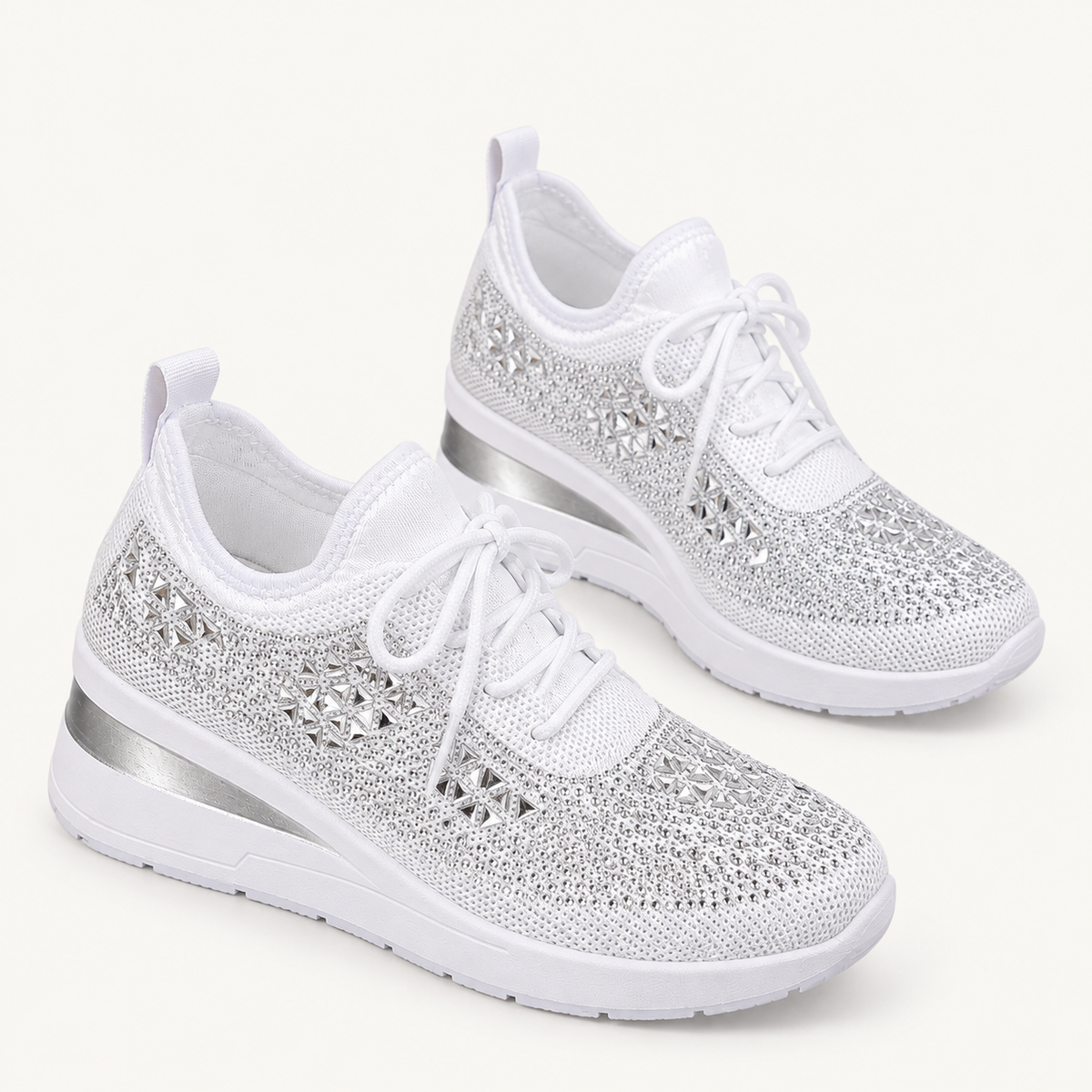 Avelin Lyon | Baskets femme à semelle compensée et strass