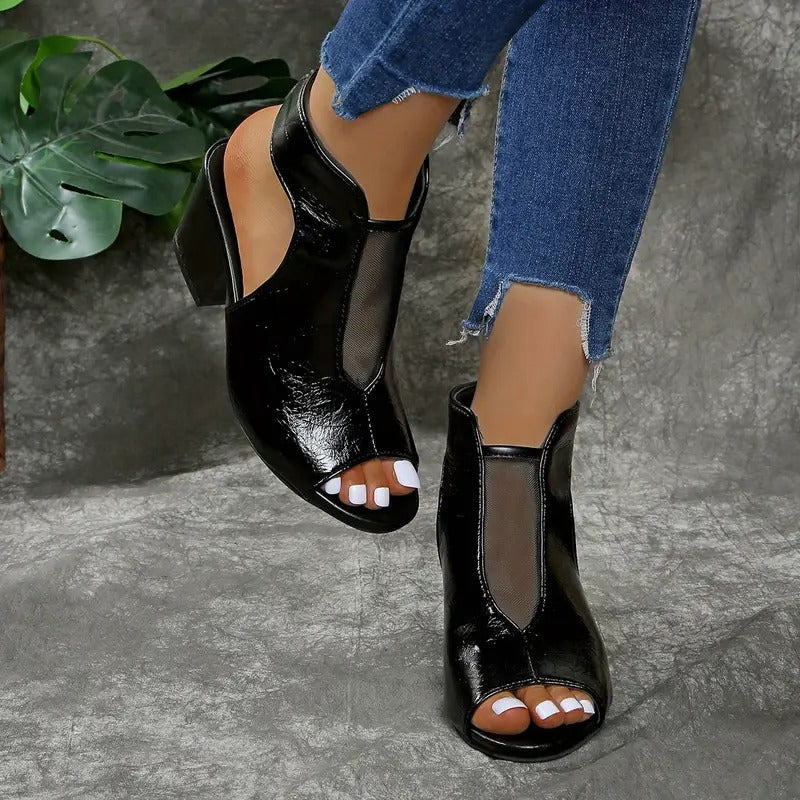 Avelin Lyon | Sandales compensées femme noires à enfiler