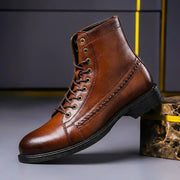 Bottines montantes à lacets détail cousu pour homme