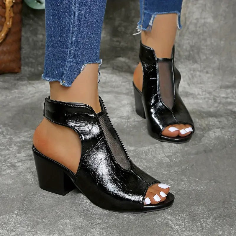 Avelin Lyon | Sandales compensées femme noires à enfiler