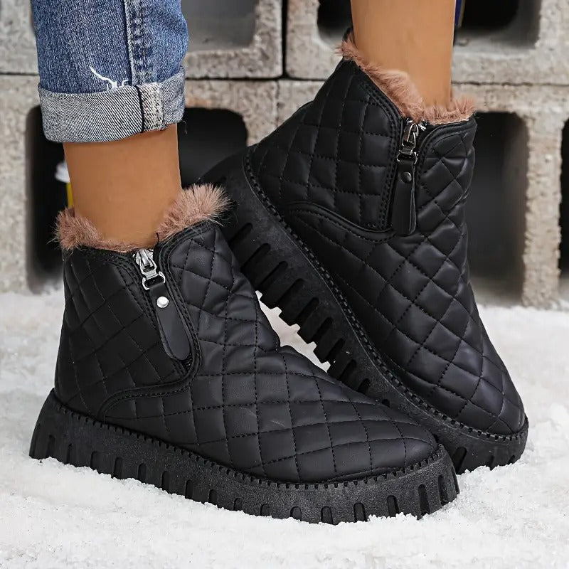 Bottes d’Hiver Femme en Cuir – Confort et Stabilité