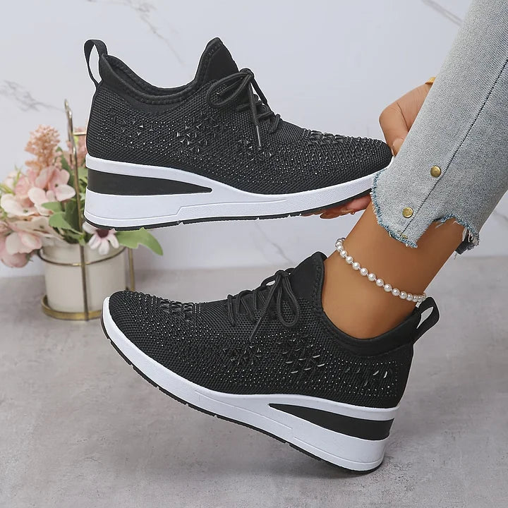 Avelin Lyon | Baskets femme à semelle compensée et strass