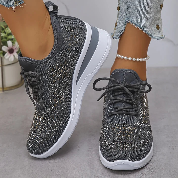 Avelin Lyon | Baskets femme à semelle compensée et strass