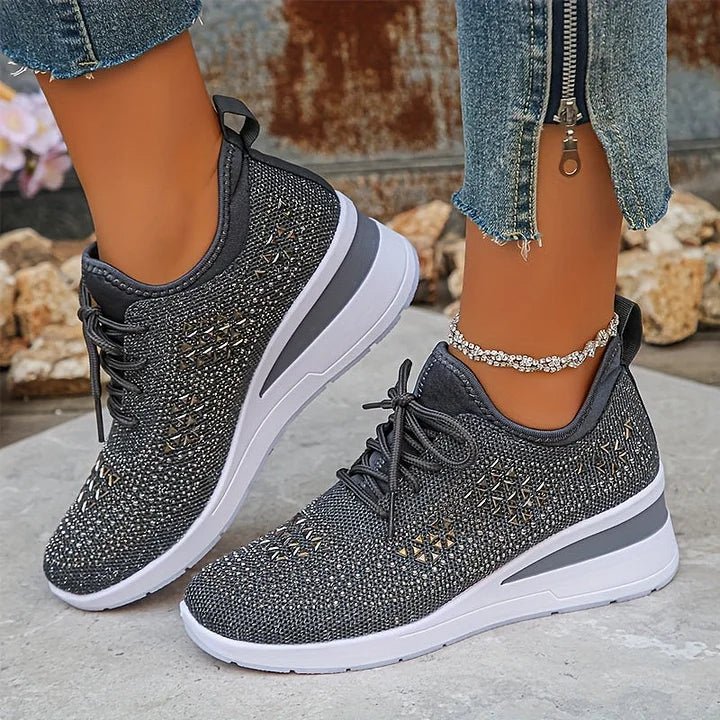 Avelin Lyon | Baskets femme à semelle compensée et strass