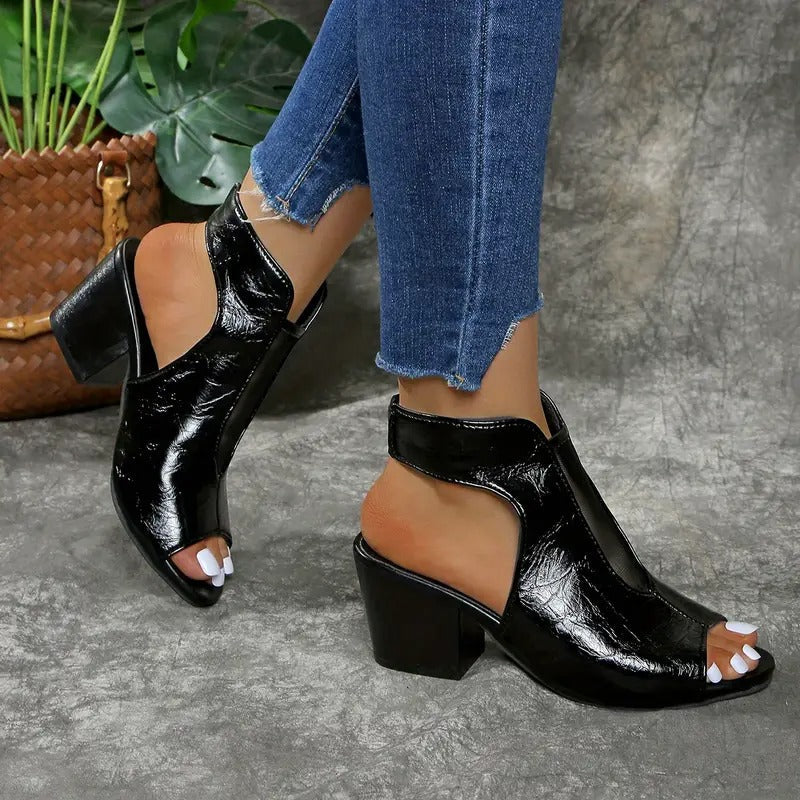 Sandales femme à talon compensé avec bout ouvert