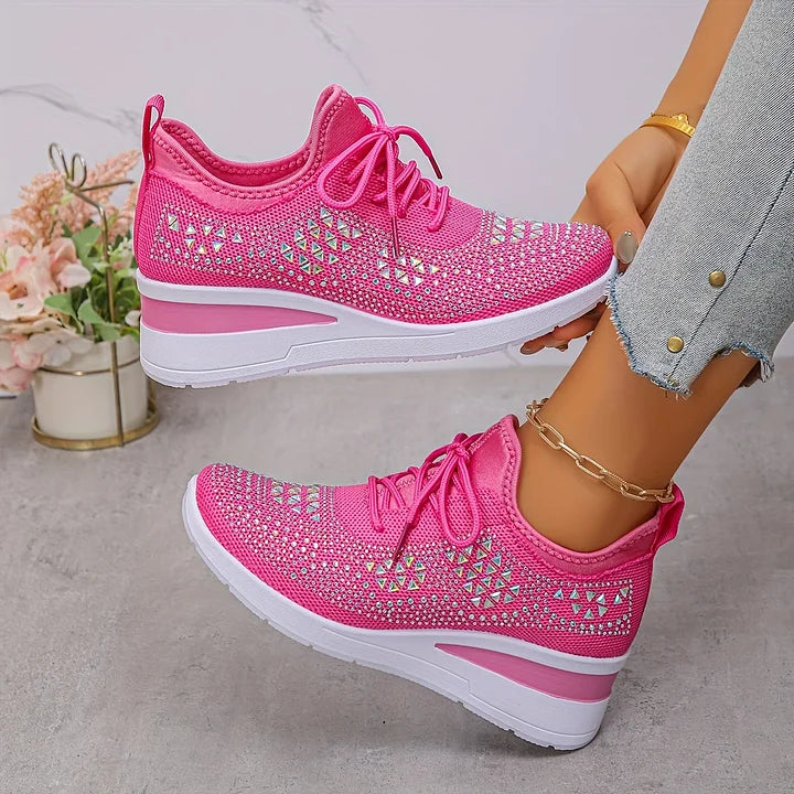 Avelin Lyon | Baskets femme à semelle compensée et strass