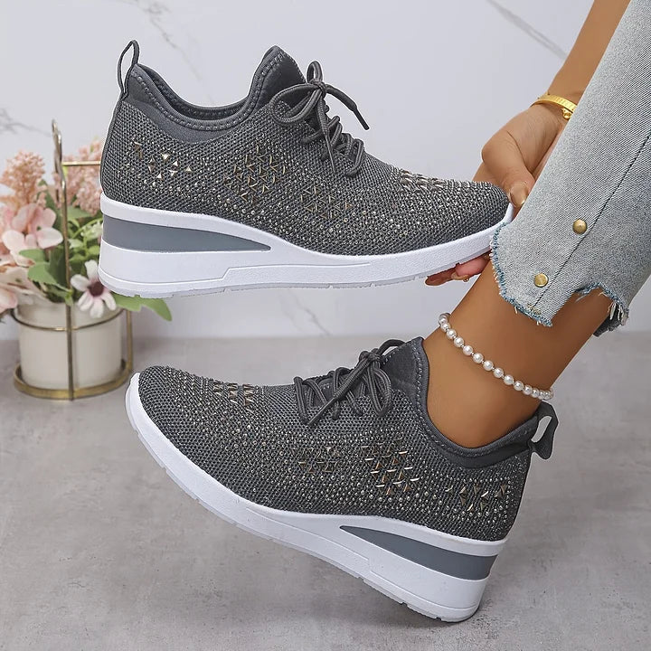 Avelin Lyon | Baskets femme à semelle compensée et strass