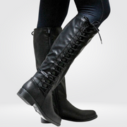 Bottes Hautes en Cuir Lacées Confortables pour Femme – Chaussures Stylées et Durables Automne Hiver