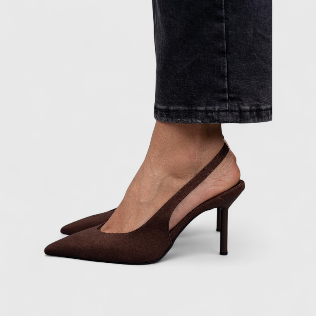 Escarpins Slingback Femme Bout Pointu Talon Fin Daim Élégant