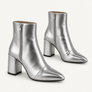 Avelin Lyon | Bottines femme argentées à talon bloc