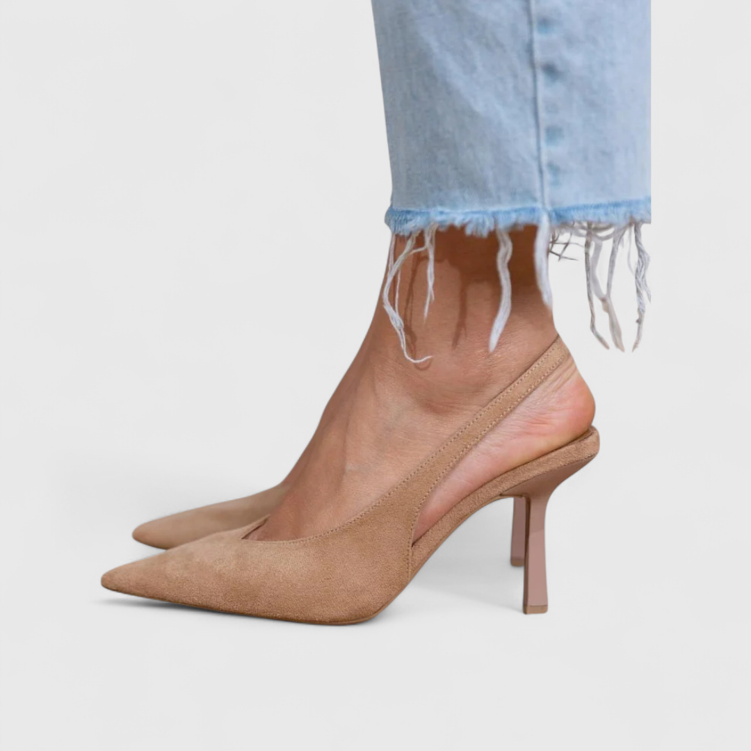 Escarpins Slingback Femme Bout Pointu Talon Fin Daim Élégant