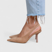 Escarpins Slingback Femme Bout Pointu Talon Fin Daim Élégant