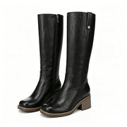 Bottes femme hautes à talon bloc avec fermeture latérale